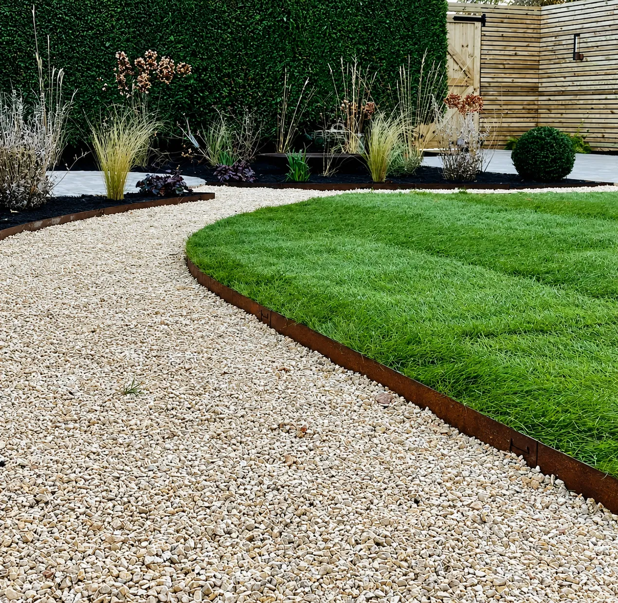 PJR Landscaping & Design — Steel Edging — Lawn & Gravel